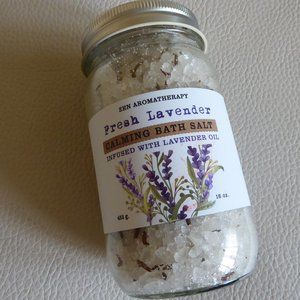ZEN AROMATHERAPY FRESH LAVENDER CALMING BATH SALT, LAVENDER OIL, NEW, 435G, 18OZ